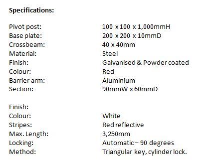 Specification Compact Barrier Gate